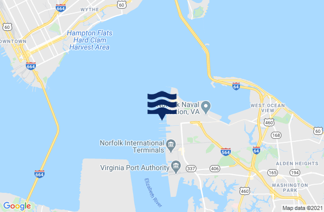 Karte der Gezeiten Hampton Roads (sewells Point), United States
