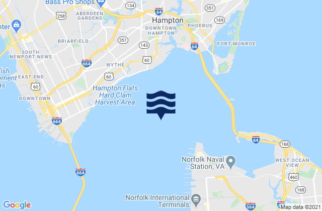Karte der Gezeiten Hampton Roads, United States