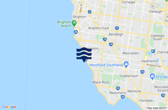 Karte der Gezeiten Hampton, Australia
