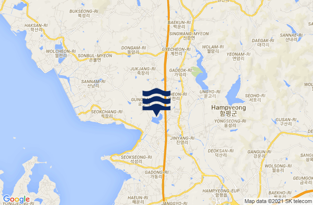 Karte der Gezeiten Hampyeong-gun, South Korea