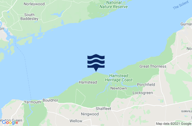 Karte der Gezeiten Hamstead Point Beach, United Kingdom