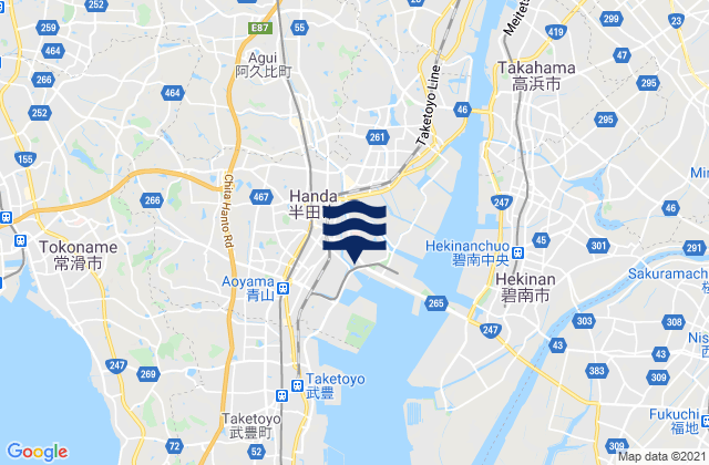 Karte der Gezeiten Handa-shi, Japan