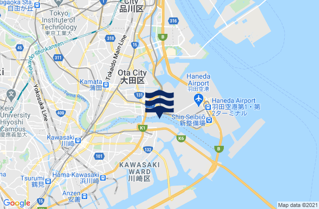 Karte der Gezeiten Haneda, Japan