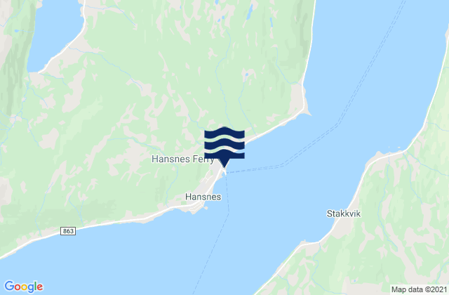 Karte der Gezeiten Hansnes, Norway