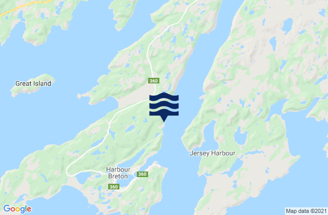 Karte der Gezeiten Harbour Breton, Canada