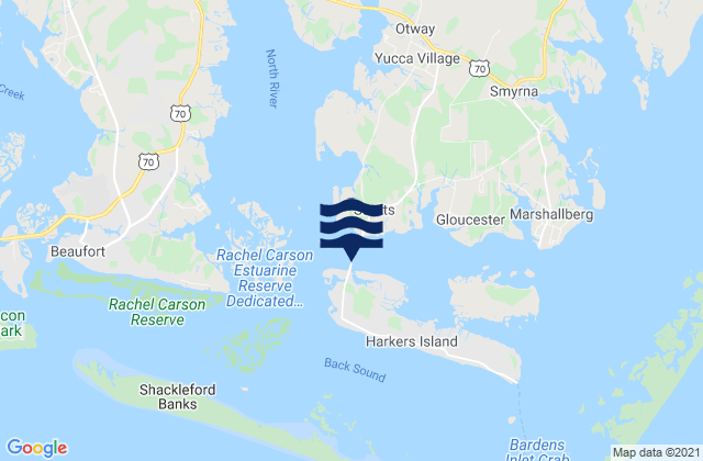 Karte der Gezeiten Harkers Island Bridge, United States