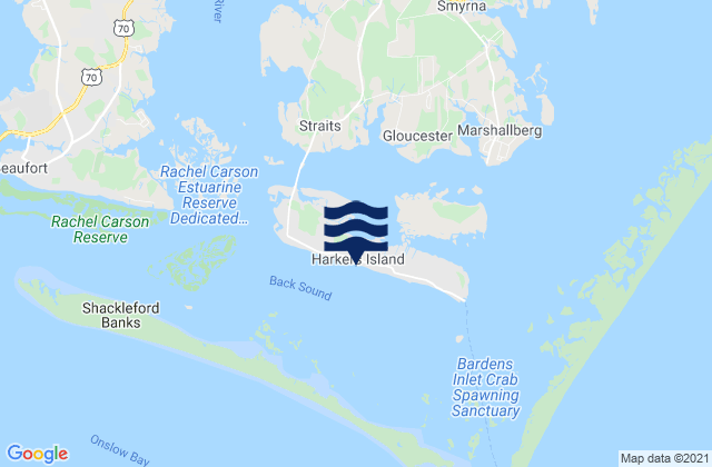 Karte der Gezeiten Harkers Island, United States