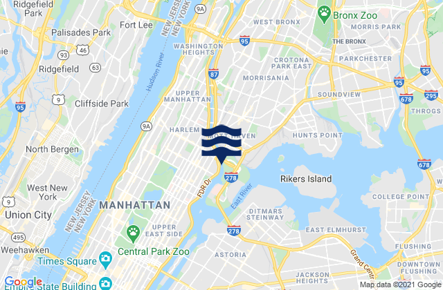 Karte der Gezeiten Harlem River Randalls Island, United States