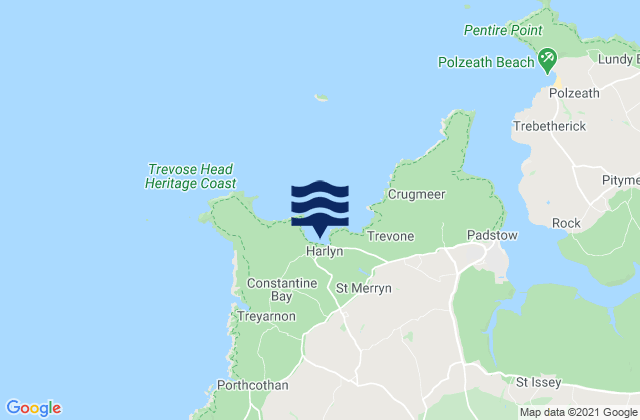 Karte der Gezeiten Harlyn Bay Beach, United Kingdom