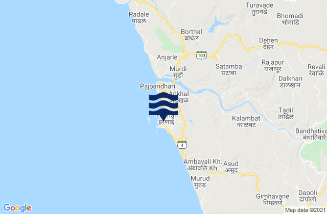 Karte der Gezeiten Harnai, India