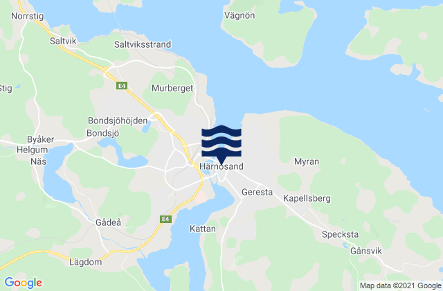 Karte der Gezeiten Harnosand, Sweden