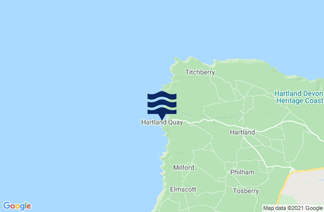 Karte der Gezeiten Hartland Quay Beach, United Kingdom