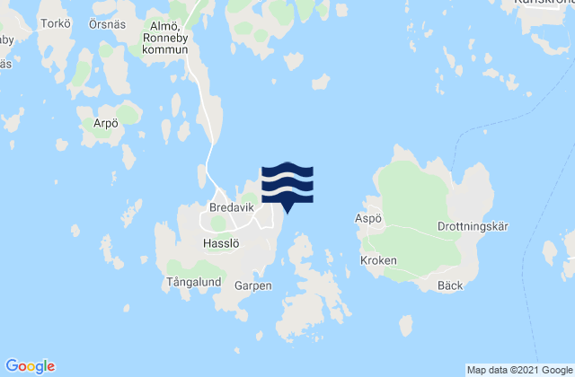 Karte der Gezeiten Hasslö, Sweden