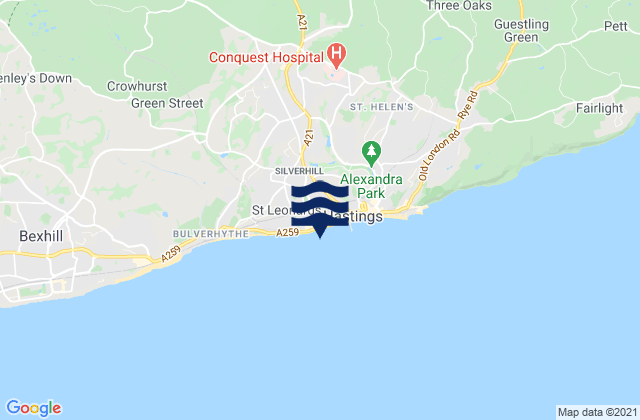 Karte der Gezeiten Hastings Beach, United Kingdom