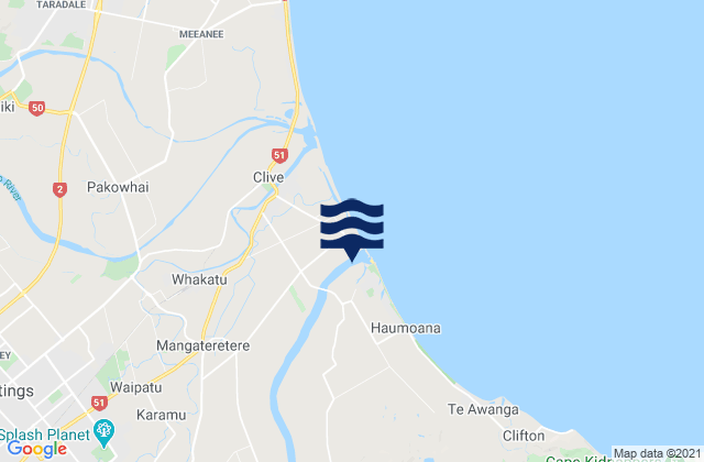 Karte der Gezeiten Hastings District, New Zealand