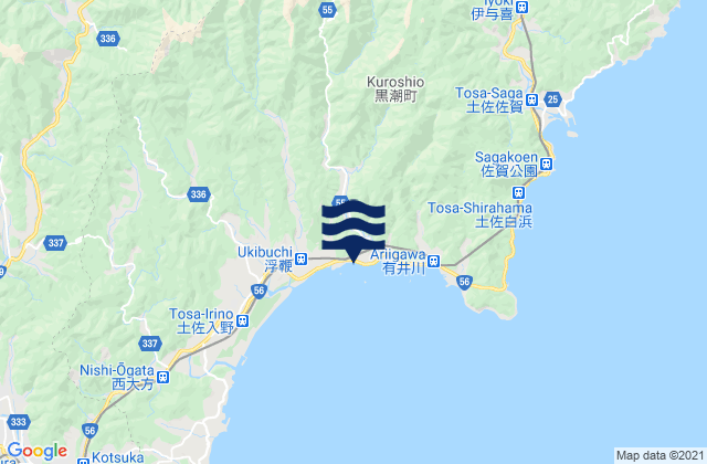 Karte der Gezeiten Hata-gun, Japan