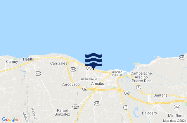 Karte der Gezeiten Hato Abajo Barrio, Puerto Rico