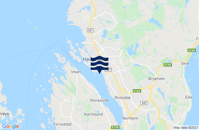 Karte der Gezeiten Haugesund, Norway