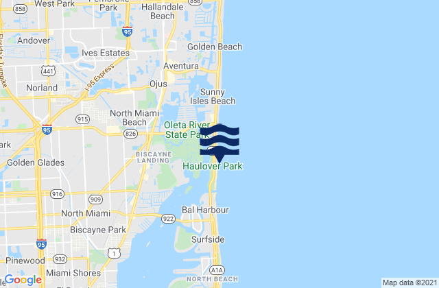 Karte der Gezeiten Haulover Beach, United States
