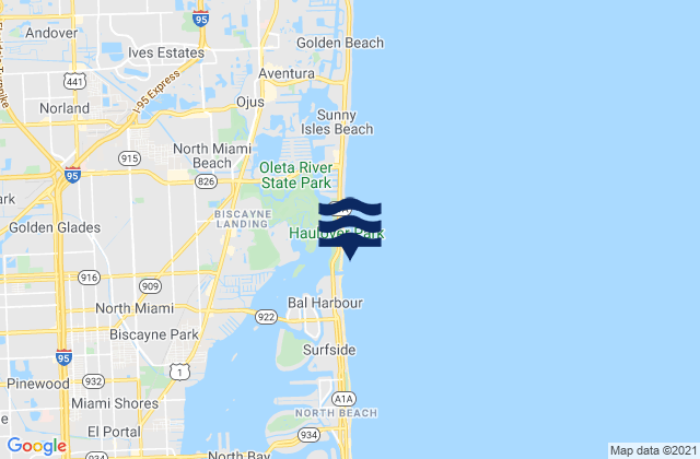 Karte der Gezeiten Haulover Pier (N. Miami Beach), United States