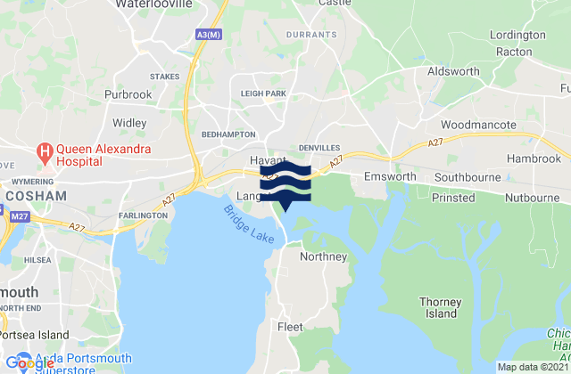 Karte der Gezeiten Havant, United Kingdom