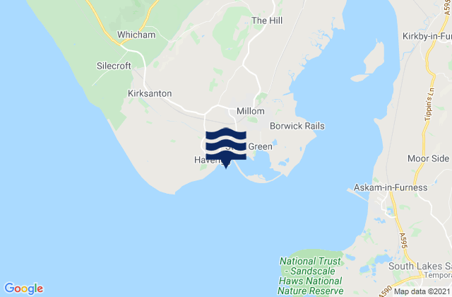 Karte der Gezeiten Haverigg Beach, United Kingdom