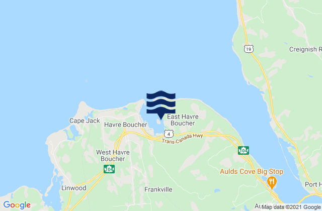 Karte der Gezeiten Havre Boucher, Canada