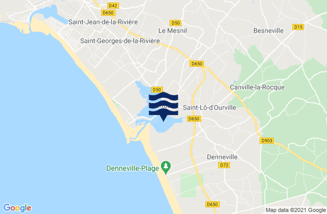 Karte der Gezeiten Havre de Portbail, France