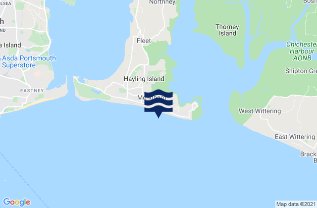 Karte der Gezeiten Hayling Island - West of Eastoke Beach, United Kingdom