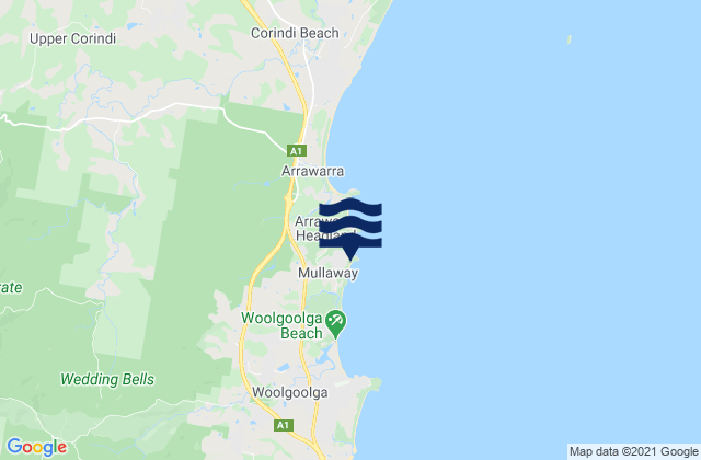 Karte der Gezeiten Headlands, Australia