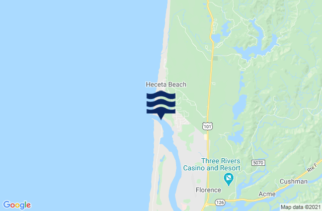 Karte der Gezeiten Heceta Beach (Suislaw River entrance), United States