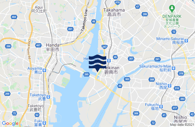 Karte der Gezeiten Hekinan-shi, Japan