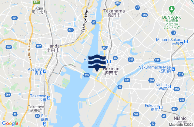 Karte der Gezeiten Hekinan, Japan