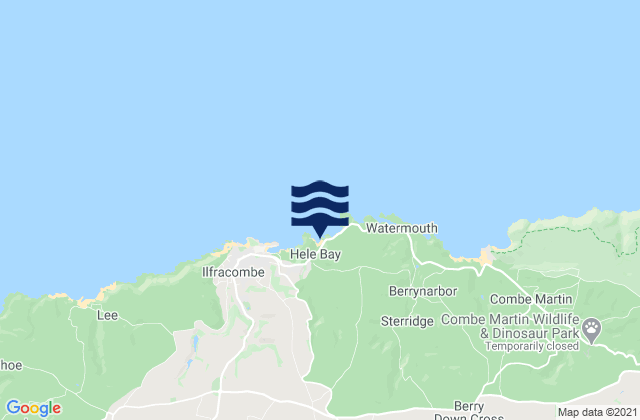 Karte der Gezeiten Hele Bay Beach, United Kingdom