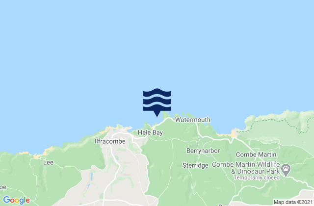 Karte der Gezeiten Hele Bay, United Kingdom