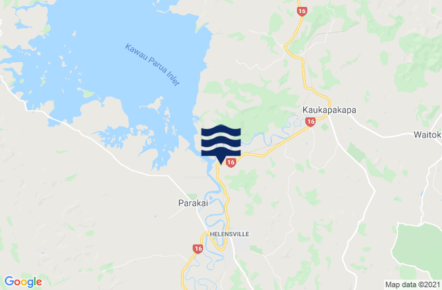 Karte der Gezeiten Helensville, New Zealand