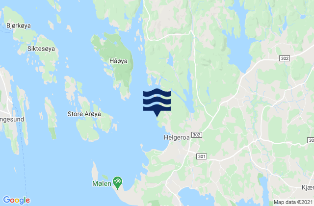 Karte der Gezeiten Helgeroa, Norway