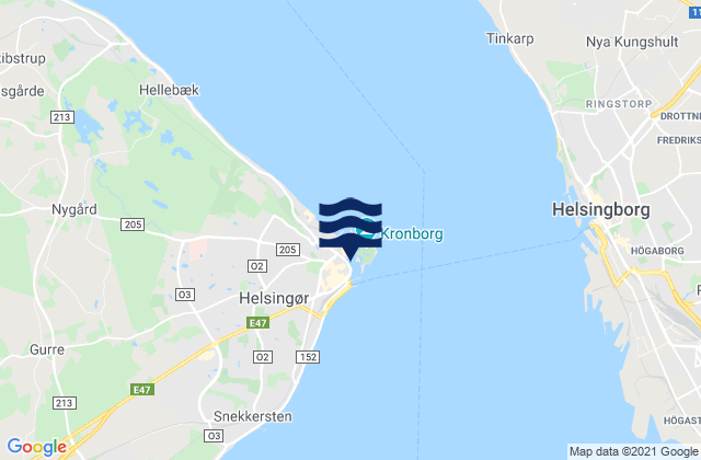 Karte der Gezeiten Helsingør, Denmark