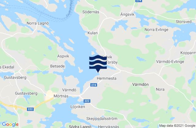 Karte der Gezeiten Hemmesta, Sweden