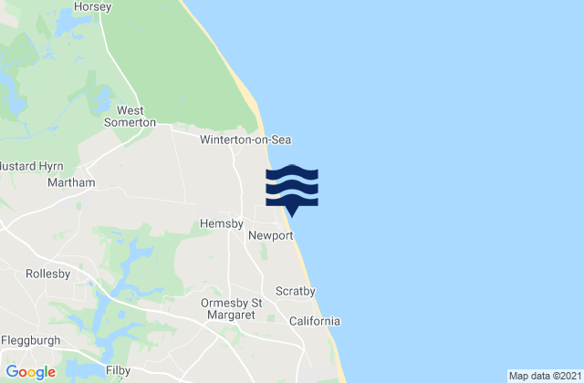 Karte der Gezeiten Hemsby Beach, United Kingdom