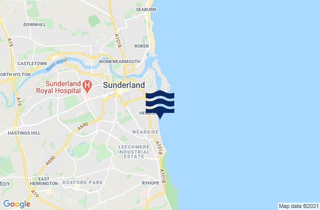 Karte der Gezeiten Hendon South Beach, United Kingdom