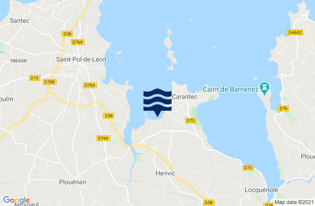 Karte der Gezeiten Henvic, France