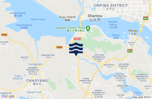 Karte der Gezeiten Hepu, China