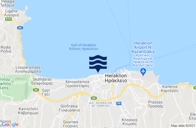 Karte der Gezeiten Heraklion Regional Unit, Greece