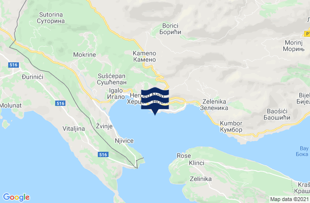 Karte der Gezeiten Herceg Novi, Montenegro