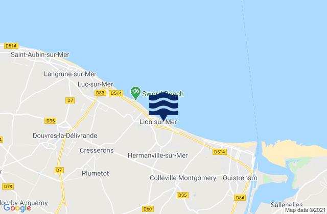 Karte der Gezeiten Hermanville-sur-Mer, France