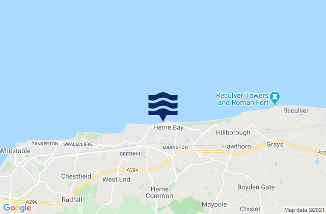 Karte der Gezeiten Herne Bay Beach, United Kingdom