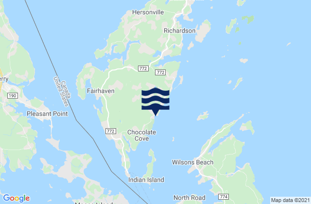 Karte der Gezeiten Hibernia Cove, Canada