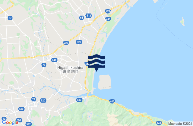 Karte der Gezeiten Higashikushira, Japan