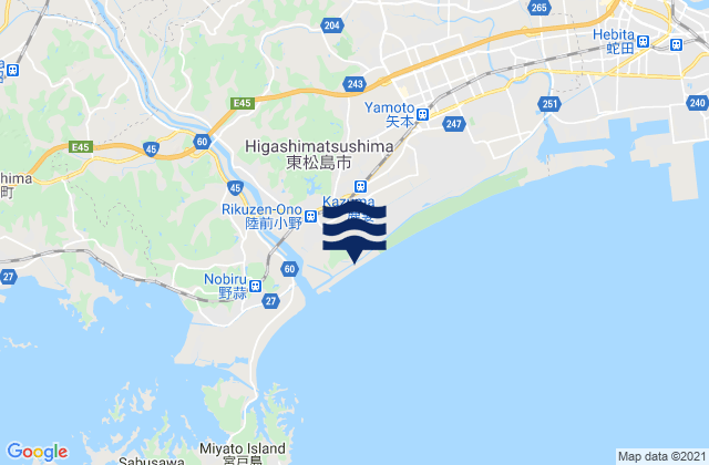 Karte der Gezeiten Higashimatshushima Shi, Japan